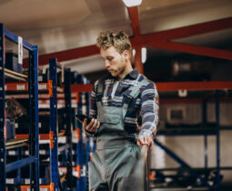 Man working at a carboard factory